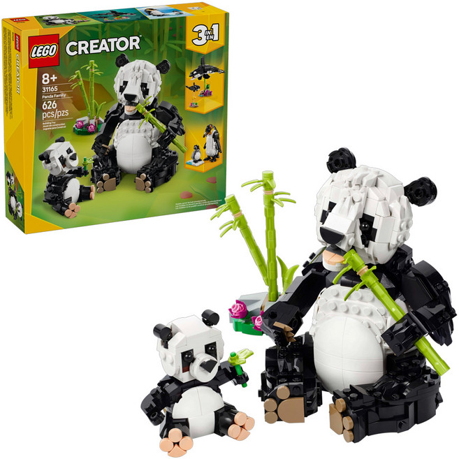 LEGO 31165 Creator 野生動物 熊貓家庭3 8歲以上, 黑色 + 白色, 1盒