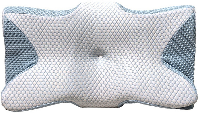 Mexsmon 美思夢 涼感蝶型舒壓記憶枕, 1個, 藍色 + 白色