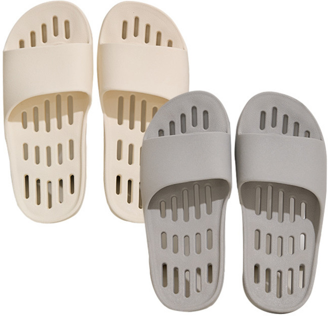 샤바스 부드러운 플랫 물빠짐 욕실화 2p, 화이트 + 라이트그레이, 1세트