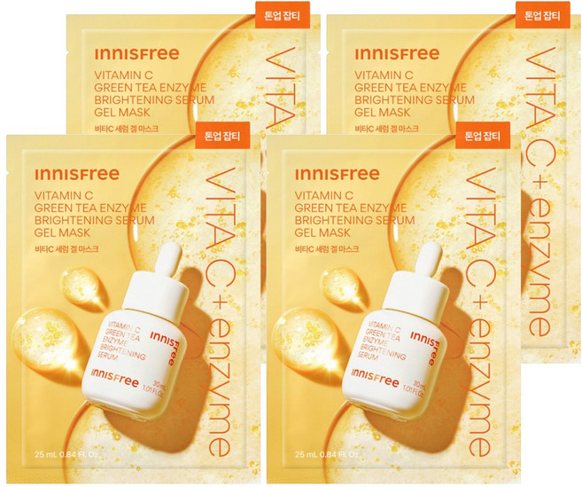 INNISFREE 台灣公司貨 維他命C淨亮精華果凍面膜, 4個, 1個裝
