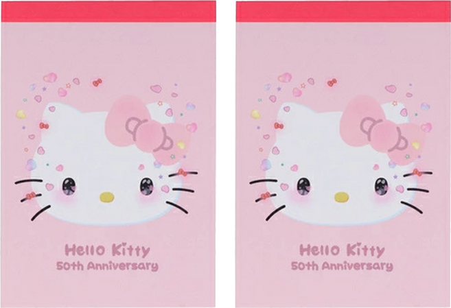 sun-star hello kitty 50週年迷你便條紙, 粉嫩腮紅, 100張, 2個