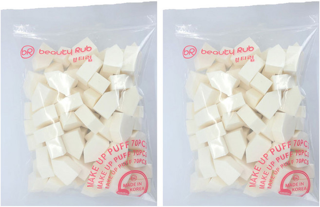 뷰티럽 대용량 하우스 웨지 퍼프 70p, 화이트, 2개