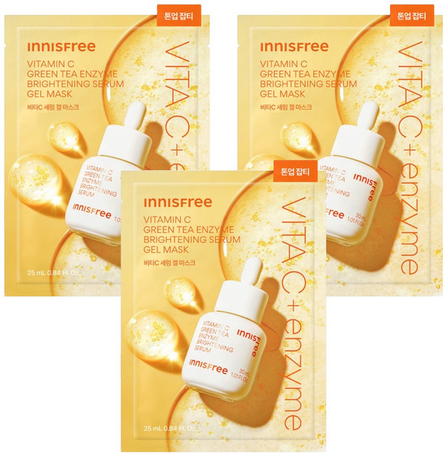 INNISFREE 台灣公司貨 維他命C淨亮精華果凍面膜, 3個, 1個裝