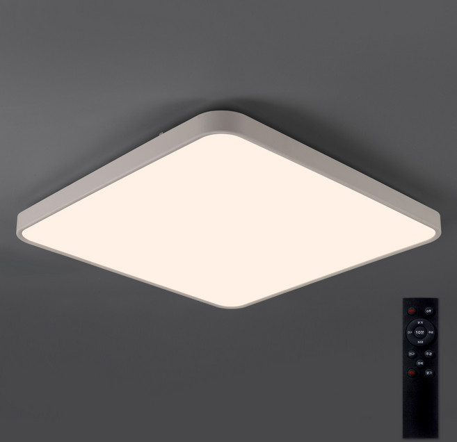 원하 삼성 칩셋 LED 정사각 75W 천장등 + 리모컨 세트, 화이트