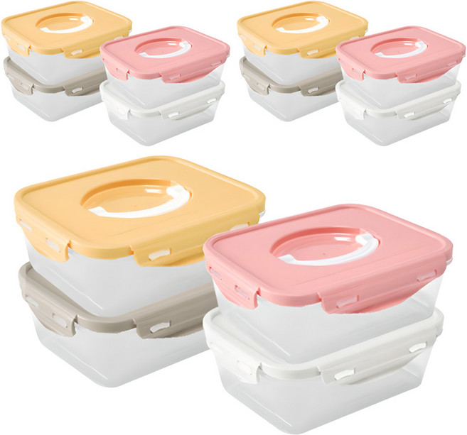 이지앤프리 러블리락 원핸들 밀폐용기 1.4L, 12개, 단품