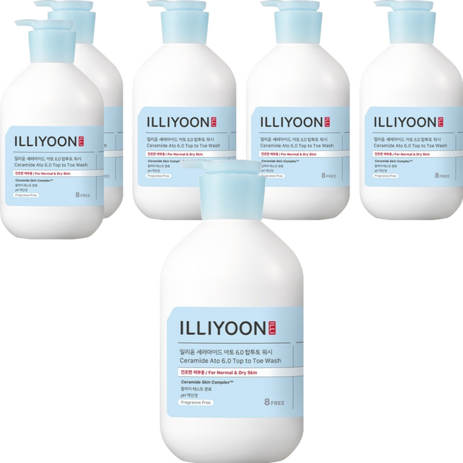 일리윤 세라마이드 아토 6.0 탑투토 바디워시 무향, 1L, 6개