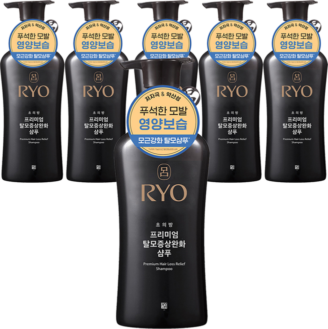 려 초의방 프리미엄 탈모증상완화 샴푸, 490ml, 6개