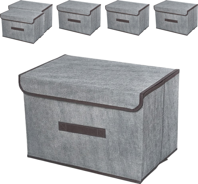 BangJiaShi 幫家適 棉麻收納盒組, 灰色, 6個