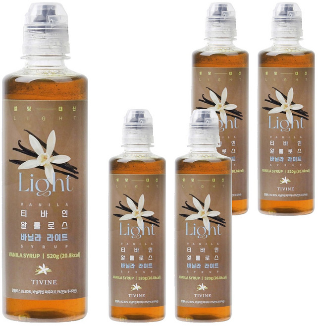 티바인 알룰로스 바닐라라이트 시럽, 520g, 5개