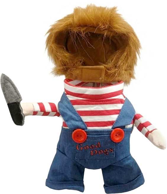 SassyDog 寵物 恰吉 站立裝, 棕色 + 牛仔藍, 1件