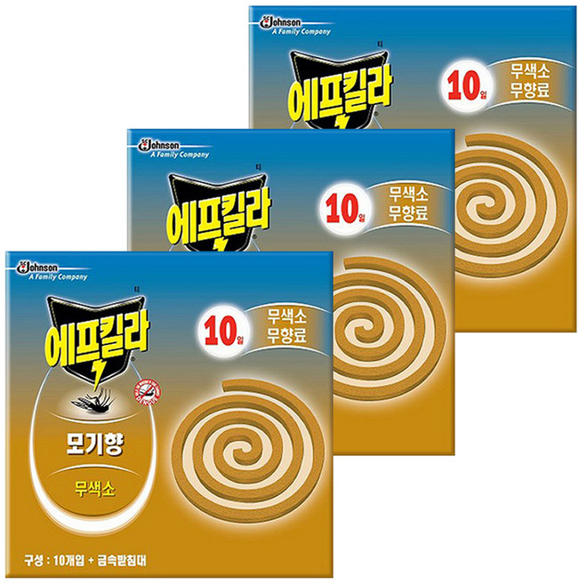 에프킬라 모기향 무향 10p, 3개