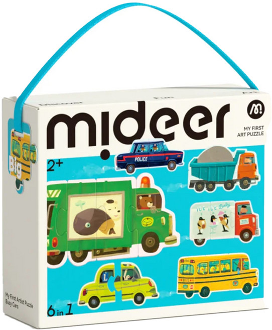 mideer 六合一拼圖 汽車, 1盒, 22片
