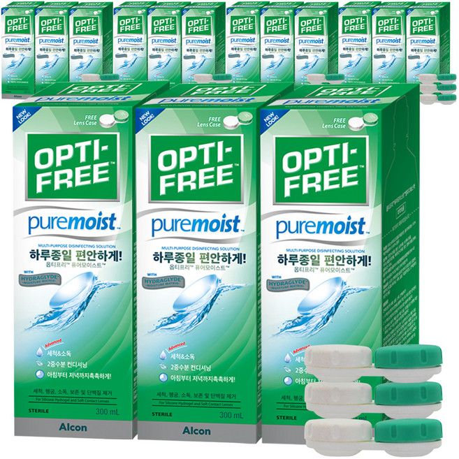 옵티프리 퓨어모이스트 렌즈세정액 + 렌즈케이스, 300ml, 15개