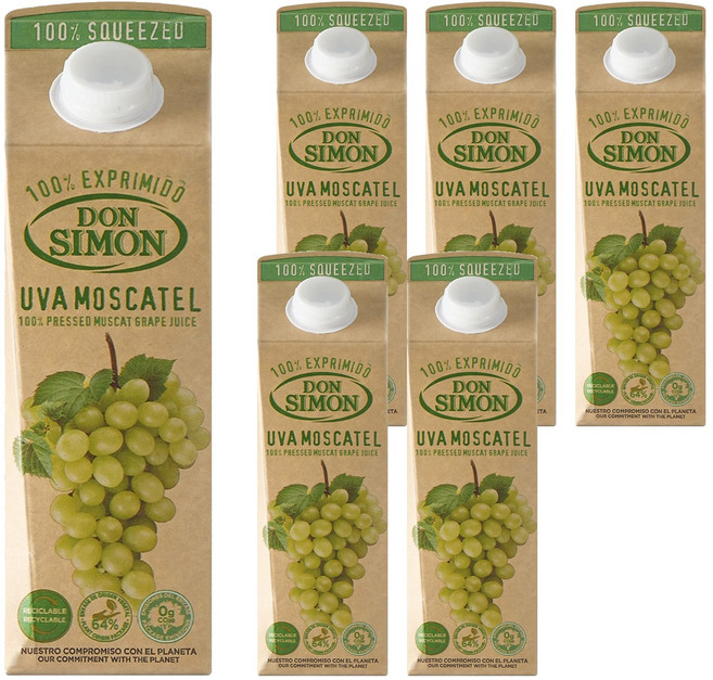 돈시몬 생과일 100% 착즙 백포도주스, 1L, 6개