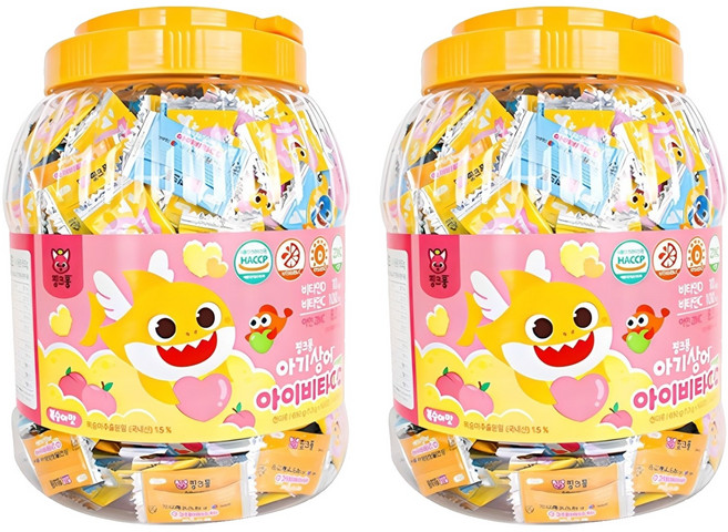 태양생활건강 핑크퐁 아기상어 아이비타 C D 플러스 아연 500p, 650g, 2개