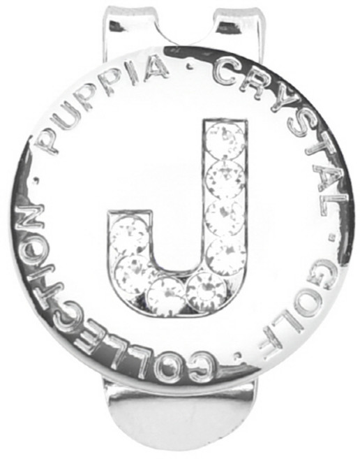 퍼피아 스와로브스키 이니셜 골프 볼 마커 자석 클립 세트, 크리스털J, 1개