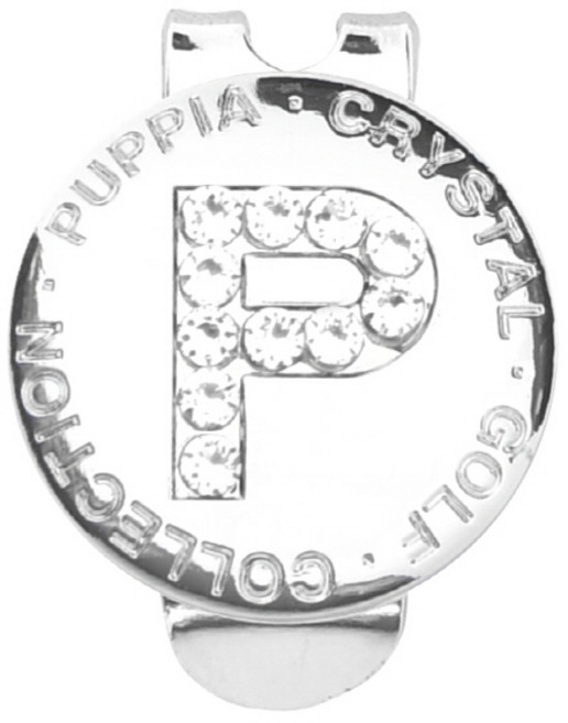 퍼피아 골프 스와로브스키 이니셜 볼 마커 자석 클립 세트, 크리스털P, 1개