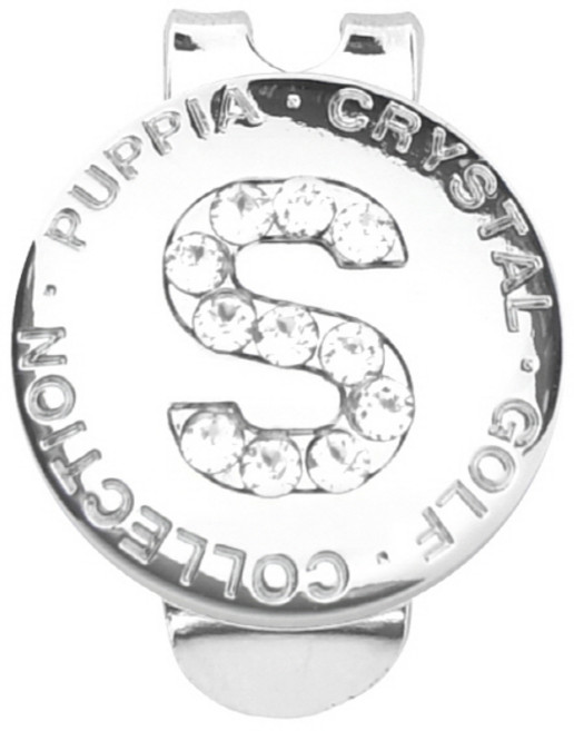 퍼피아 스와로브스키 이니셜 골프 볼 마커 자석 클립 세트, 크리스탈S, 1개