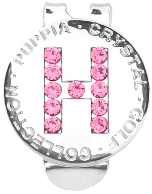 퍼피아 골프 스와로브스키 이니셜 볼 마커 자석 클립 세트, 로즈H, 1개