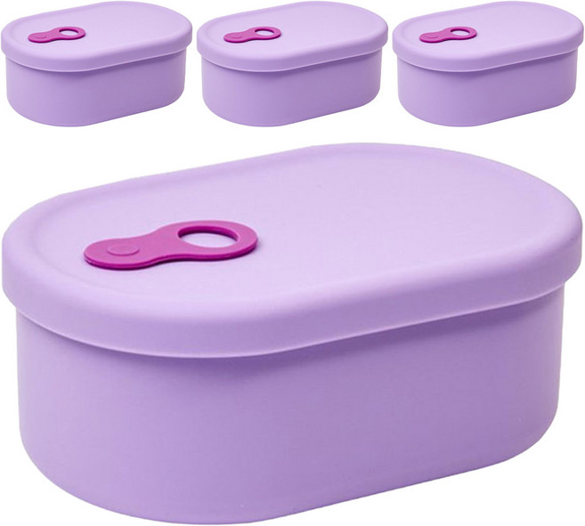 심볼라 실리팝 스팀홀 실리콘 팩 전자레인지 용기 바이올렛, 4개, 200ml
