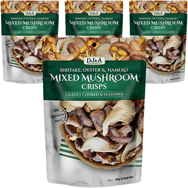 디제이앤에이 믹스드 버섯 크리스프 스낵, 4개, 65g