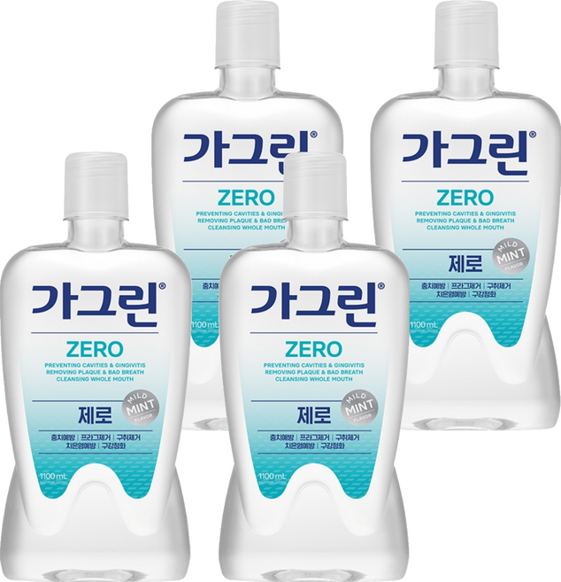 가그린 제로 구강청결제, 1.1L, 4개