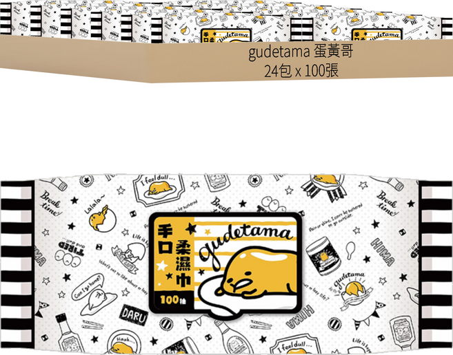 gudetama 蛋黃哥 家庭號手口柔濕巾, 1入, 24包