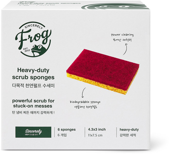 프로그 다목적 천연펄프 수세미, 6개입, 1개