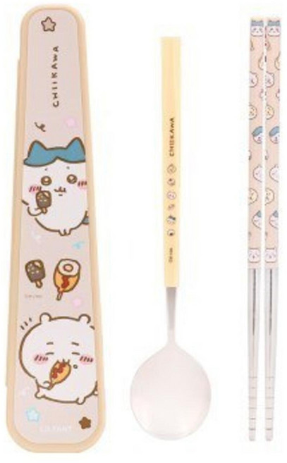 LiLFANT 加長版餐具3件組 1人, 吉伊卡哇, 湯匙 + 筷子 + 收納盒, 1組