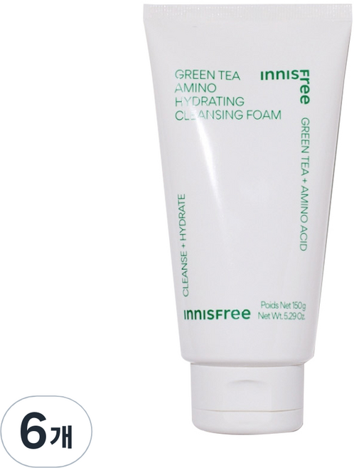 이니스프리 그린티 수분 아미노 클렌징 폼, 150ml, 6개