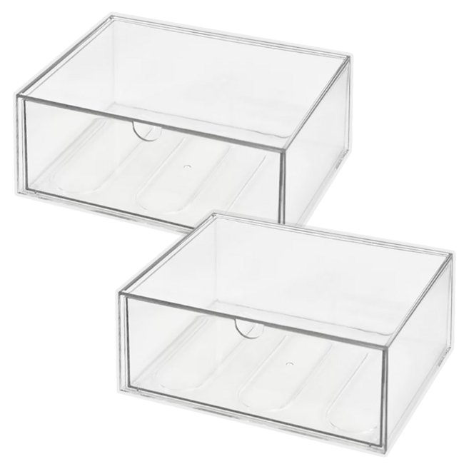 可堆疊透明收納盒 特大號 23 x 16.5 x 10cm, 透明, 2個