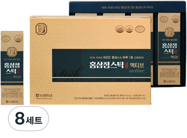한삼인 홍삼정스틱 액티브 32p + 쇼핑백, 320ml, 8세트