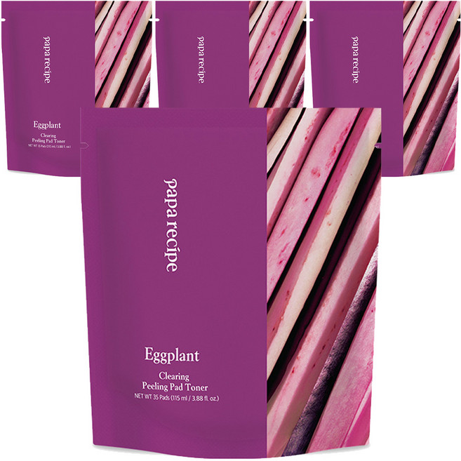 파파레서피 가지 클리어링 필링 패드 토너 리필 115ml, 35매입, 4개
