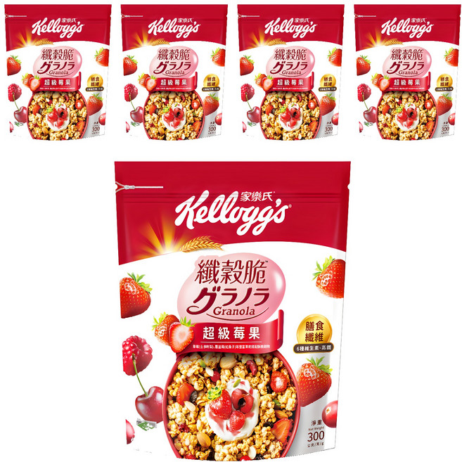 Kellogg's 家樂氏 纖穀脆 超級莓果, 300g, 5包