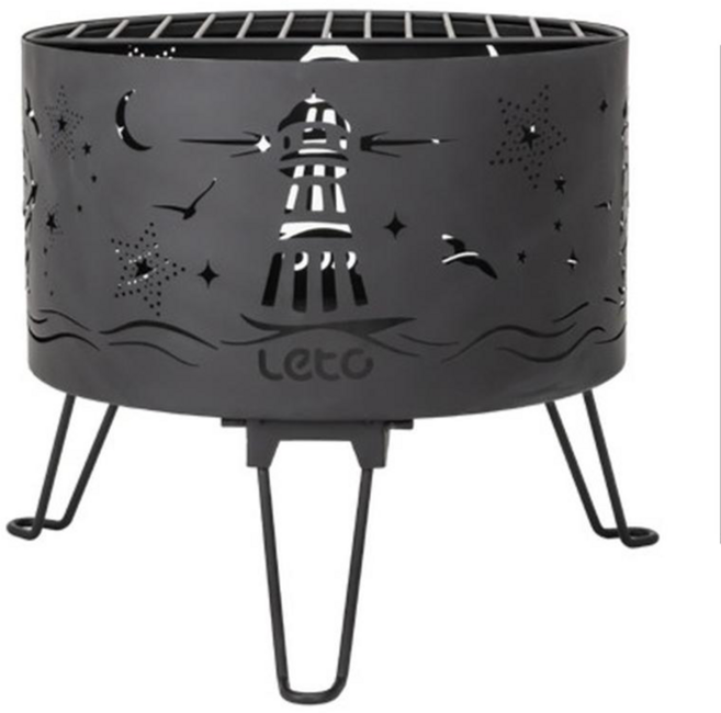 Leto 感性露營折疊圓筒烤爐燒烤架組, 1組