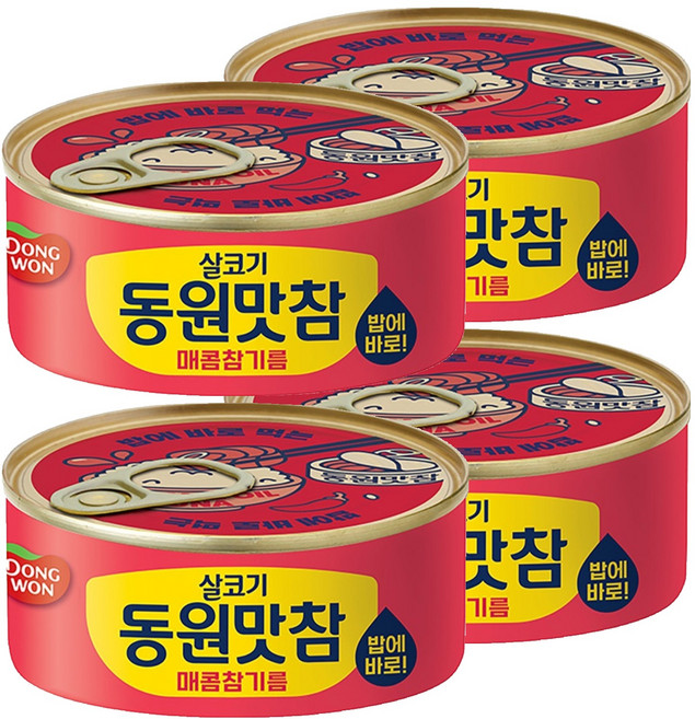 동원 살코기 동원맛참 매콤참기름 통조림, 90g, 4개