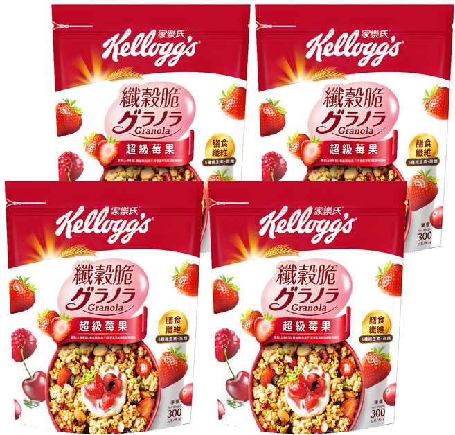 Kellogg's 家樂氏 纖穀脆 超級莓果, 300g, 4包