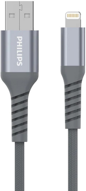 PHILIPS 飛利浦 手機充電線 lightning, 200cm, 灰色, 1條
