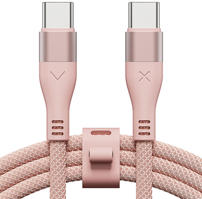 빅쏘 우븐 패브릭 단선방지 USB C to C 타입 PD 60W 고속 충전 아이폰 갤럭시 케이블, 1개, 핑크, 1.2m