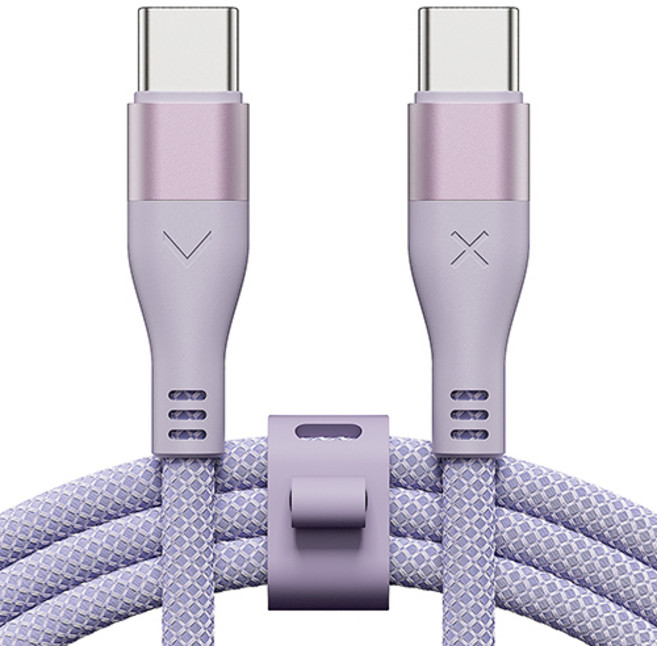빅쏘 우븐 패브릭 단선방지 USB C to C 타입 PD 60W 고속 충전 아이폰 갤럭시 케이블, 1개, 퍼플, 1.2m