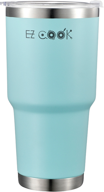 EZ COOK 陶瓷冰霸杯 真空保溫保冰 防潑灑杯蓋, 藍色, 920ml, 1個