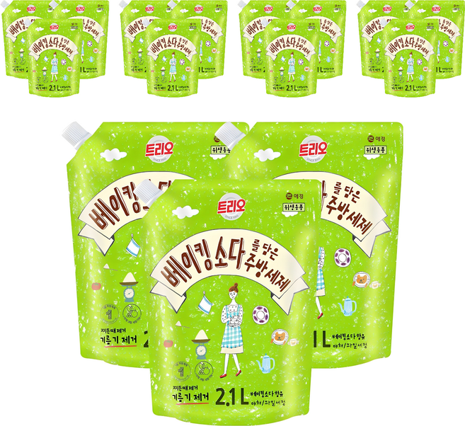 트리오 베이킹소다를 담은 주방세제, 2.1L, 15개