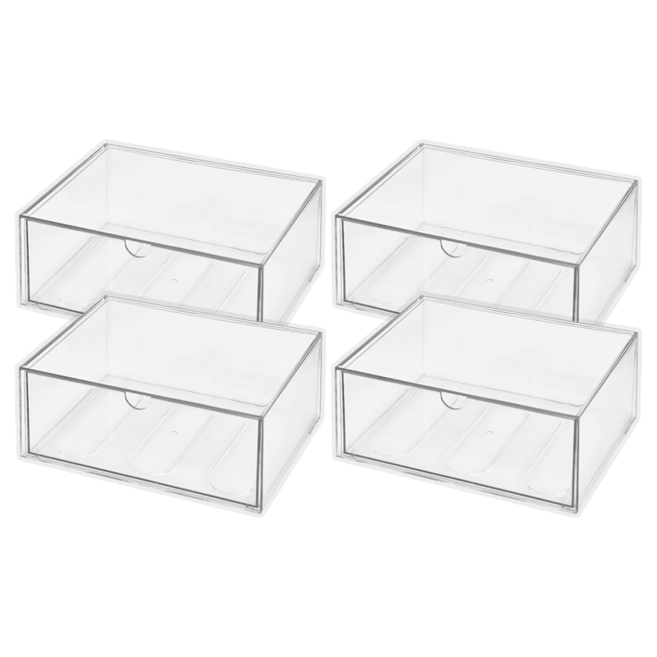 可堆疊透明收納盒 特大號 23 x 16.5 x 10cm, 透明, 4個