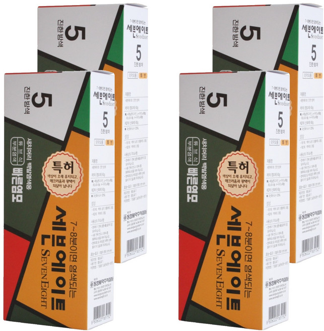 세븐에이트 새치 염색약, 5호 진한밤색, 4개