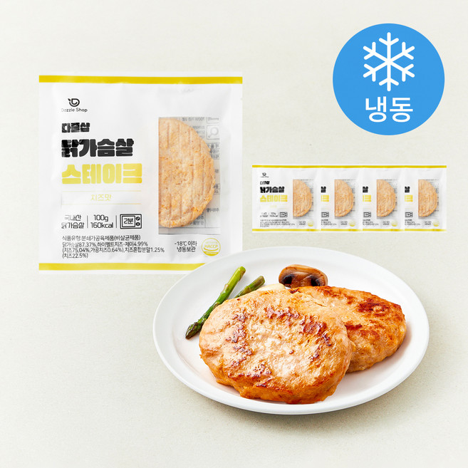 다즐샵 닭가슴살 스테이크 치즈맛 (냉동), 100g, 1개입, 5개