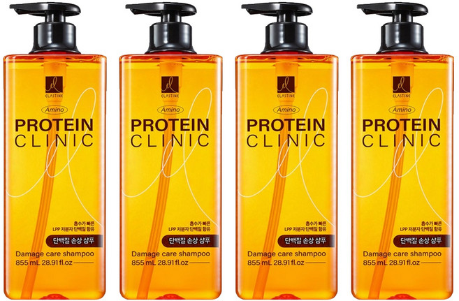 엘라스틴 아미노 프로틴 클리닉 단백질 손상 샴푸 플로럴 프루티향, 855ml, 4개