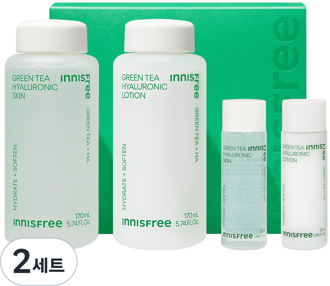 이니스프리 그린티 히알루론산 스킨케어 세트, 2세트
