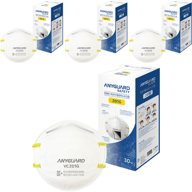 애니가드 세이프티 안면부 여과식 방진마스크 일반형 2급 30p, 4개, 화이트