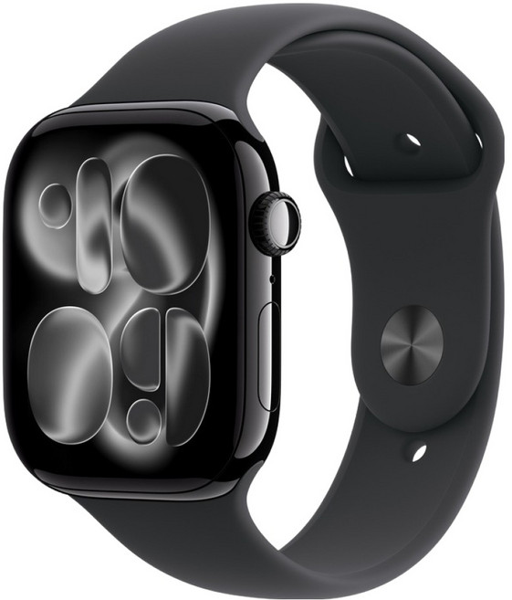 Apple 2025 Apple Watch S11 曜石黑色鋁金屬 + S/M黑色運動型錶帶, 46mm, 黑色, GPS + 行動網路