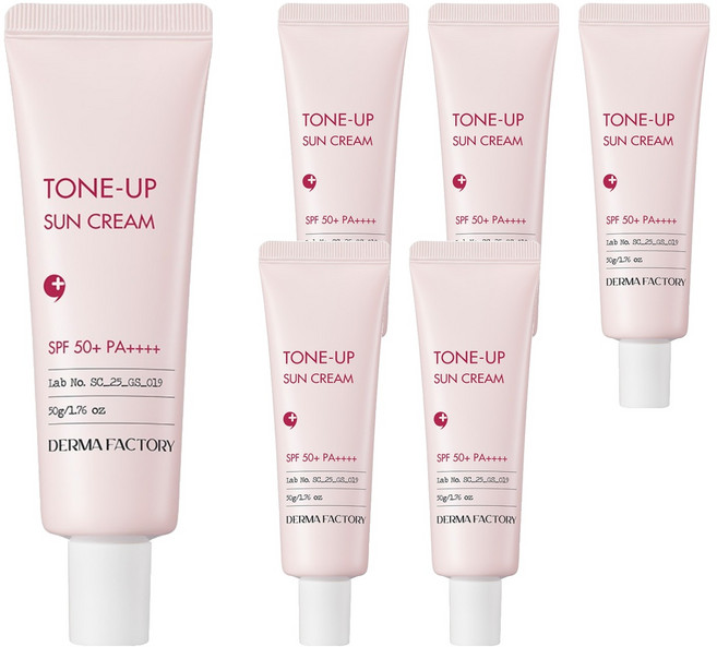 더마팩토리 무기자차 톤업 선크림 SPF50+ PA++++, 50g, 6개